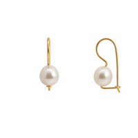 9ct Yellow Gold Freshwater Pearl Euro Ball Earrings
