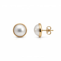 9ct Yellow Gold Mabe Pearl Earrings