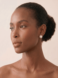 9ct Yellow Gold Mabe Pearl And Diamond Earrings