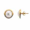 9ct Yellow Gold Mabe Pearl And Diamond Earrings
