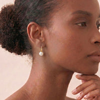9ct Yellow Gold Button Pearl Hook Earrings