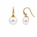 9ct Yellow Gold Button Pearl Hook Earrings