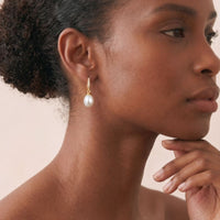 9ct Yellow Gold Freshwater Pearl And Cubic Zirconia Drop Earrings