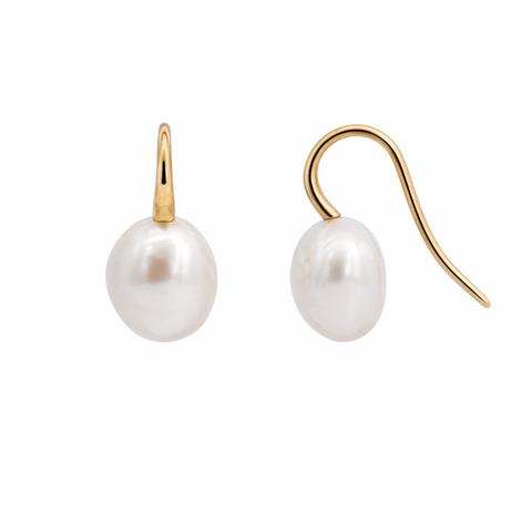 9ct Yellow Gold Baroque Pearl Earrings