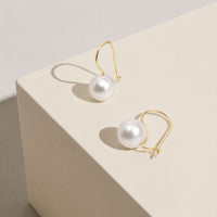9ct Yellow Gold Freshwater Pearl Euro Earrings