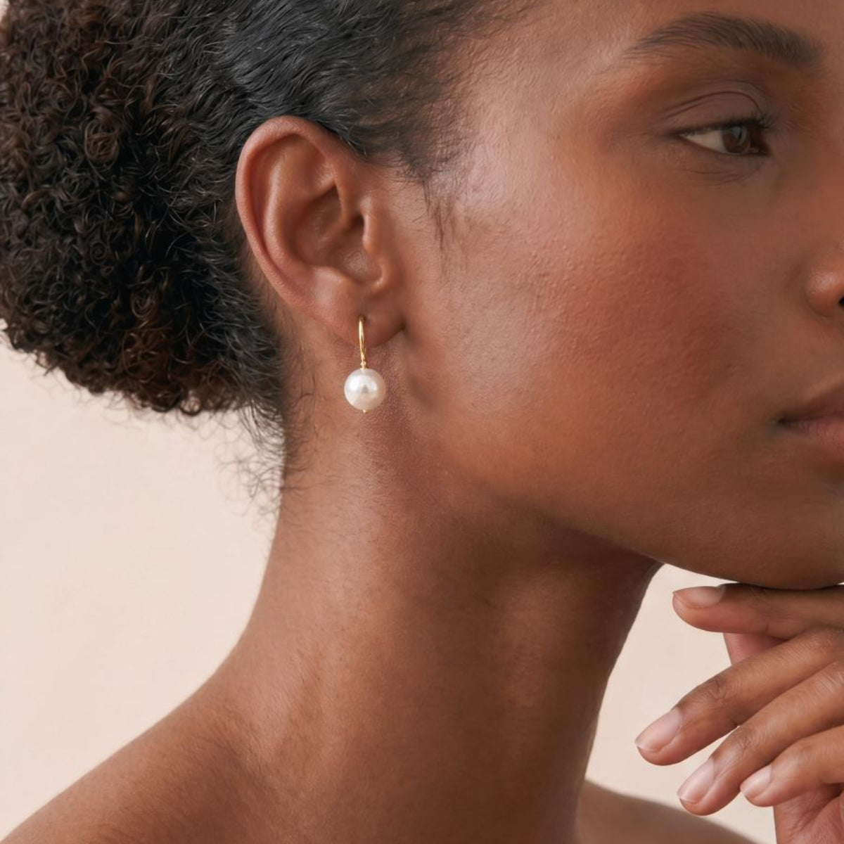 9ct Yellow Gold Freshwater Pearl Euro Earrings