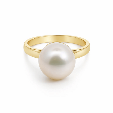 9ct Yellow Gold Freshwater Button Pearl Ring