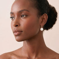 9ct Rose Gold Round Mabe Pearl Drop Earrings