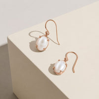 9ct Rose Gold Oval Mabe Pearl Drop Earrings