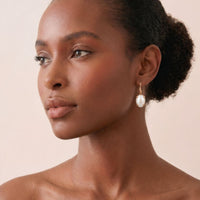 9ct Rose Gold Oval Mabe Pearl Drop Earrings