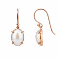9ct Rose Gold Oval Mabe Pearl Drop Earrings