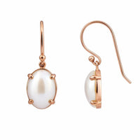 9ct Rose Gold Oval Mabe Pearl Drop Earrings