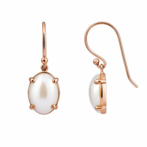 9ct Rose Gold Oval Mabe Pearl Drop Earrings