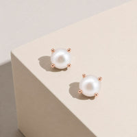 9ct Rose Gold Round Mabe Pearl Stud Earrings