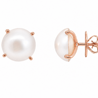 9ct Rose Gold Round Mabe Pearl Stud Earrings