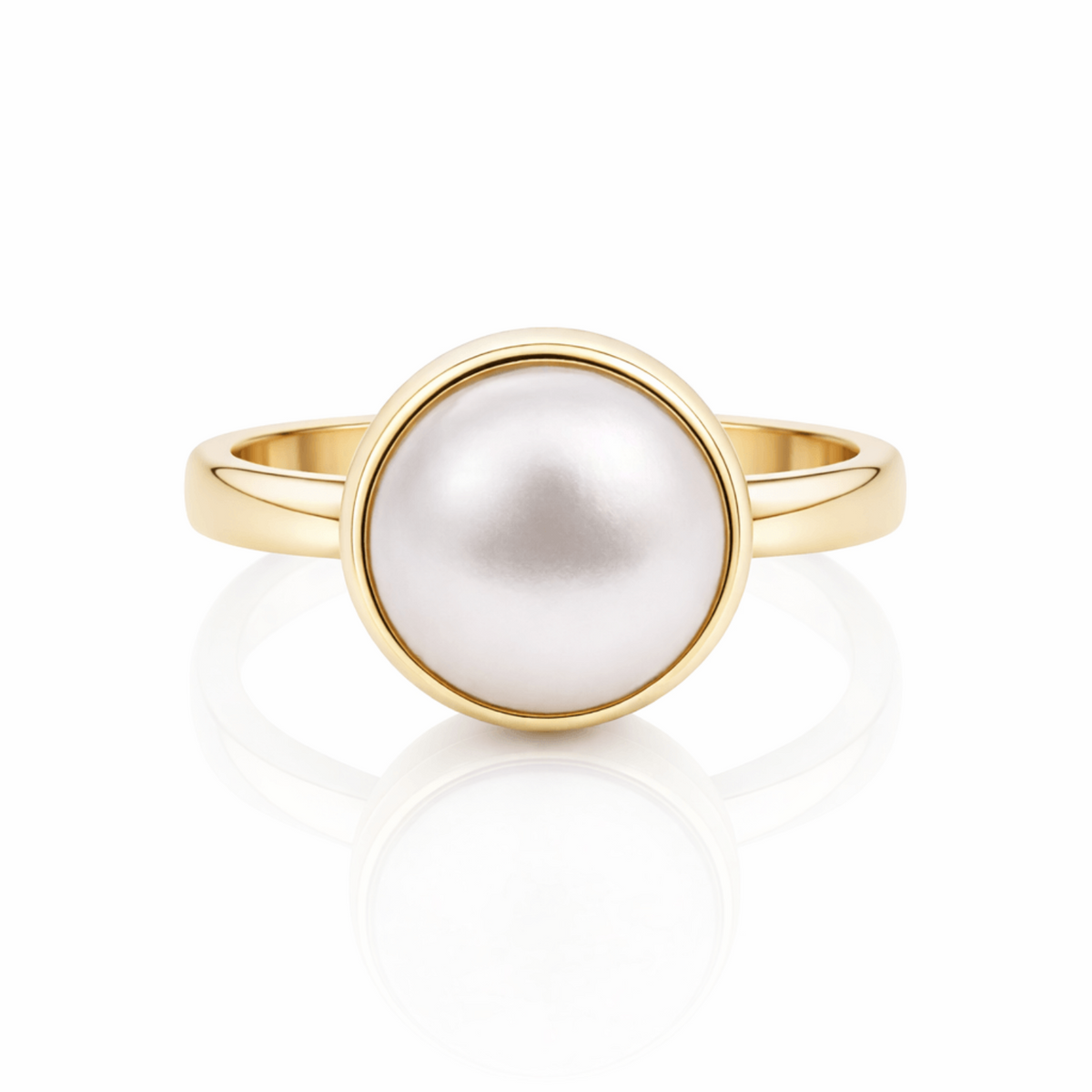 9ct Yellow Gold Round Mabe Pearl Ring