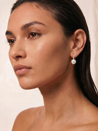 9ct White Gold Diamond & Pearl Stud Earrings
