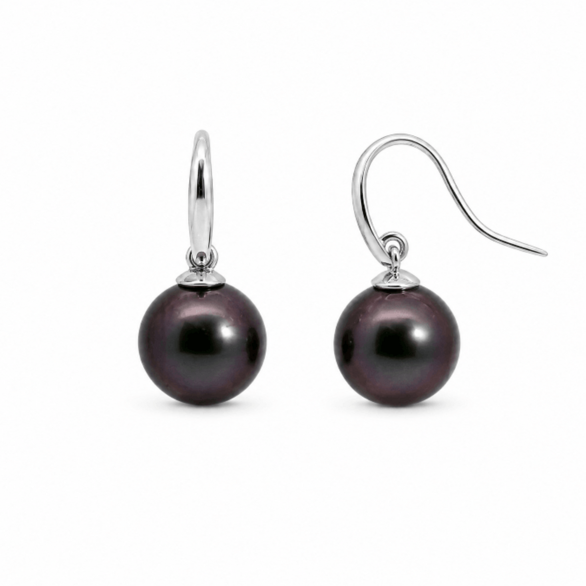 9ct White Gold Tahitian Hook Earrings