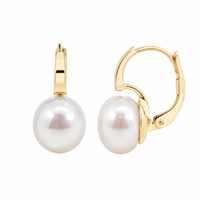 9ct Yellow Gold Button Pearl Earrings