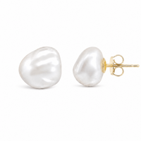 9ct Yellow Gold Keshi Pearl Stud Earrings