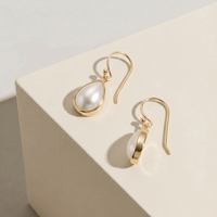 9ct Yellow Gold Mabe Pearl Teardrop Earrings