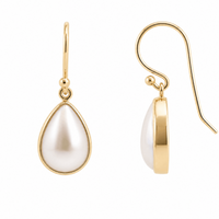 9ct Yellow Gold Mabe Pearl Teardrop Earrings