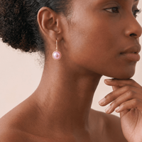 9ct Yellow Gold Pink Mabe Pearl Drop Earrings
