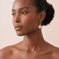 9ct Yellow Gold Pink Mabe Pearl Drop Earrings