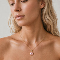 9ct Yellow Gold Round Bezel Set Pink Mabe Pearl Pendant