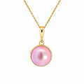 9ct Yellow Gold Round Bezel Set Pink Mabe Pearl Pendant