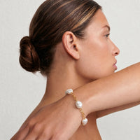 9ct Yellow Gold Belcher Bracelet With Stationed Baroque Pearls