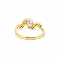 10ct Yellow Gold Pearl and Diamond Swirl Ring