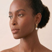 9ct Yellow Gold Hoops With Freshwater Pearl Drop