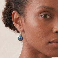 9ct Yellow Gold Blue Mabe Pearl Drop Earrings