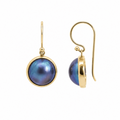 9ct Yellow Gold Blue Mabe Pearl Drop Earrings