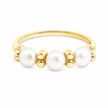 9ct Yellow Gold Freshwater Pearl And Gold Beaded Dress Ring