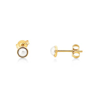 9ct Yellow Gold Pearl Earring With Gold Bezel