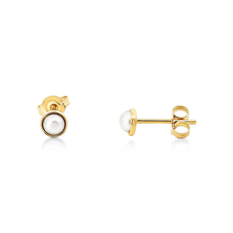 9ct Yellow Gold Pearl Earring With Gold Bezel