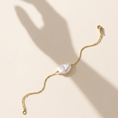 14ct Yellow Gold Keshi Pearl Freshwater Pearl Bracelet - alternate view
