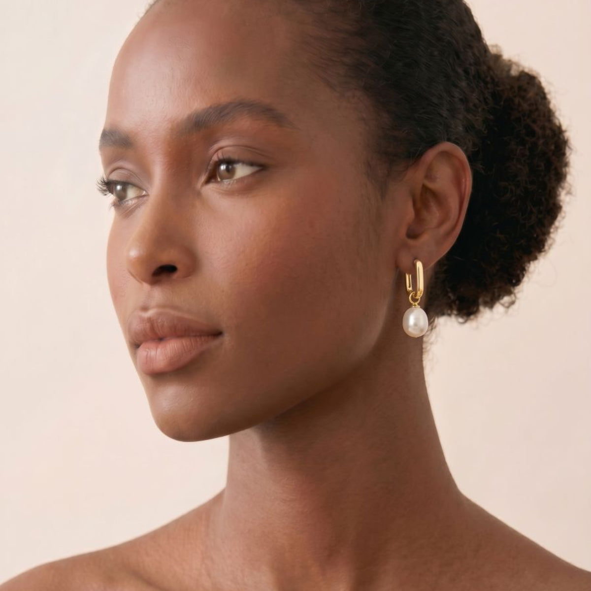 9ct Yellow Gold Huggies With Freshwater Pearl Drop