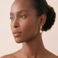 9ct Yellow Gold Huggies With Freshwater Pearl Drop