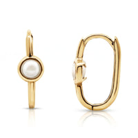 9ct Yellow Gold Freshwater Pearl Set Huggie Earrings