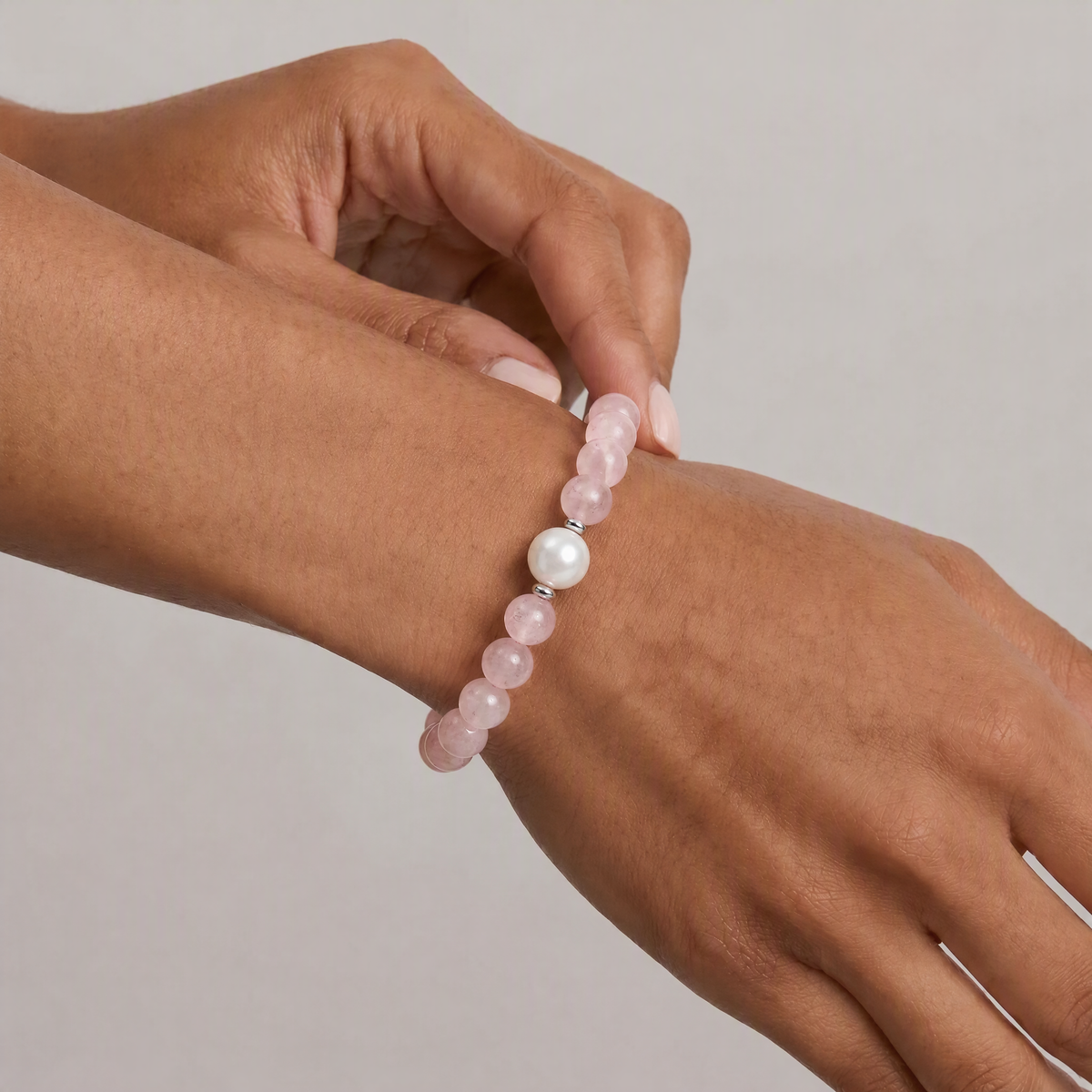 Rose Quartz And Freshwater Pearl Bracelet