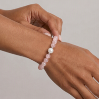 Rose Quartz And Freshwater Pearl Bracelet