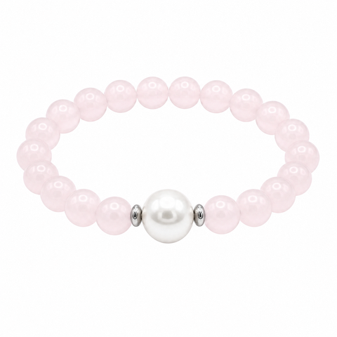 Rose Quartz And Freshwater Pearl Bracelet