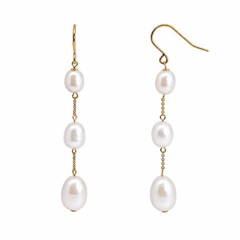 9ct Yellow Gold Ida Freshwater Pearl Drop Earrings