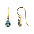 9ct Yellow Gold Pear Shape Blue Topaz Drop Earrings
