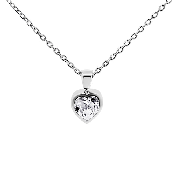 Sterling Silver Clear CZ Heart Pendant