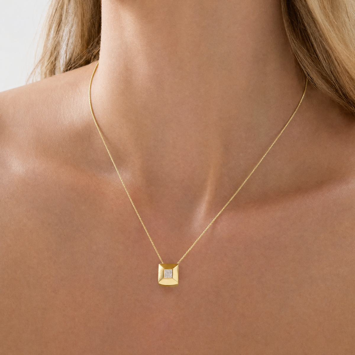 Najo Halo Yellow Gold Plated Cubic Zirconia Necklace