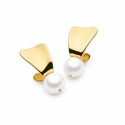Najo Sunbeam Yellow Gold Plated Pearl Earrings